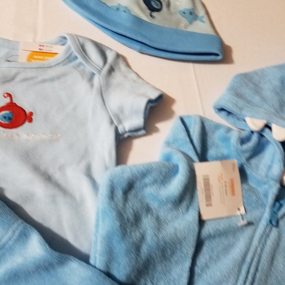 Gymboree Hello Submarine 6-12 month NWT Pants, bodysuit, hoodie & hat. Hat has f - Picture 4 of 5